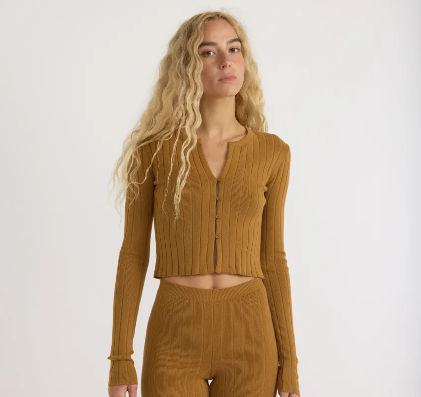 Soft Knit Rib Crop Cardigan sold by Organic Basics