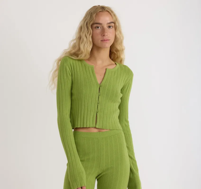 Soft Knit Rib Crop Cardigan sold by Organic Basics