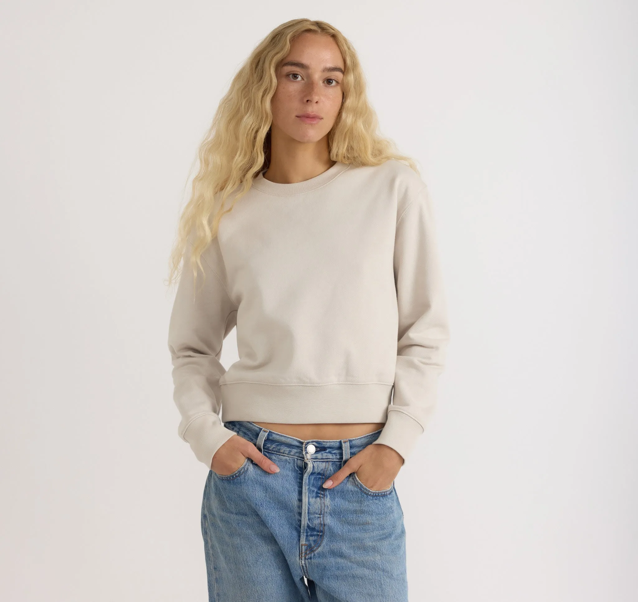 Weekend Crop Crewneck sold by Organic Basics