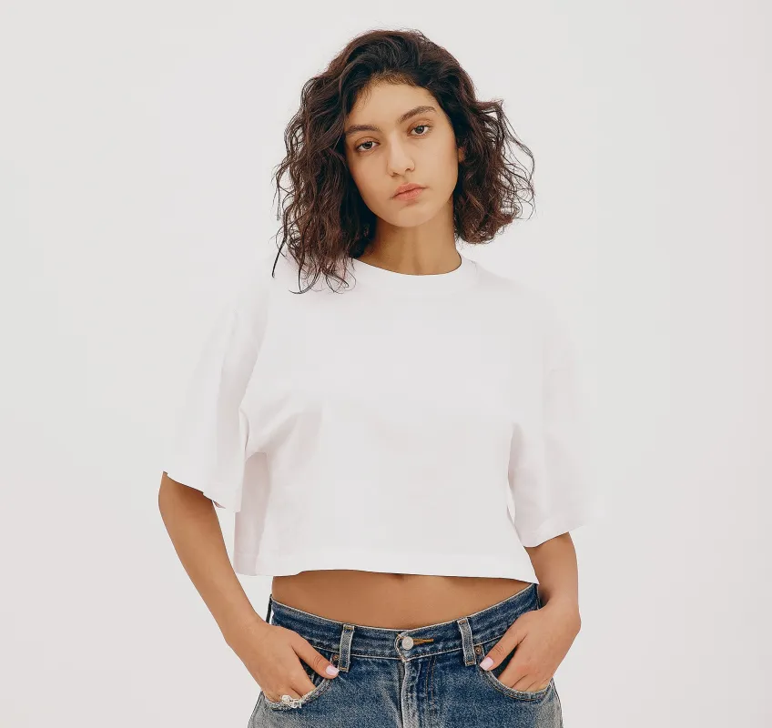 True Boxy Crop Tee sold by Organic Basics