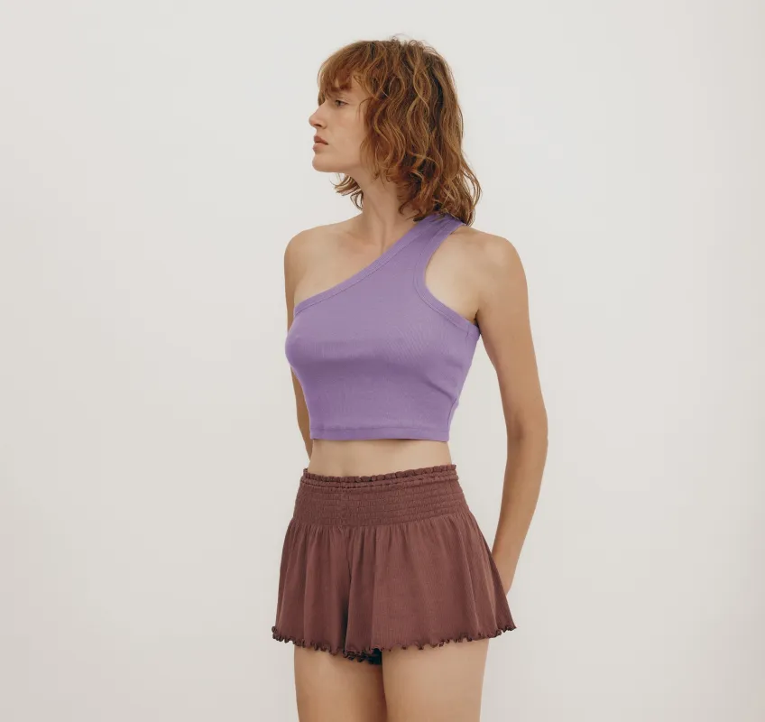 Core Rib One Shoulder Crop Top sold by Organic Basics