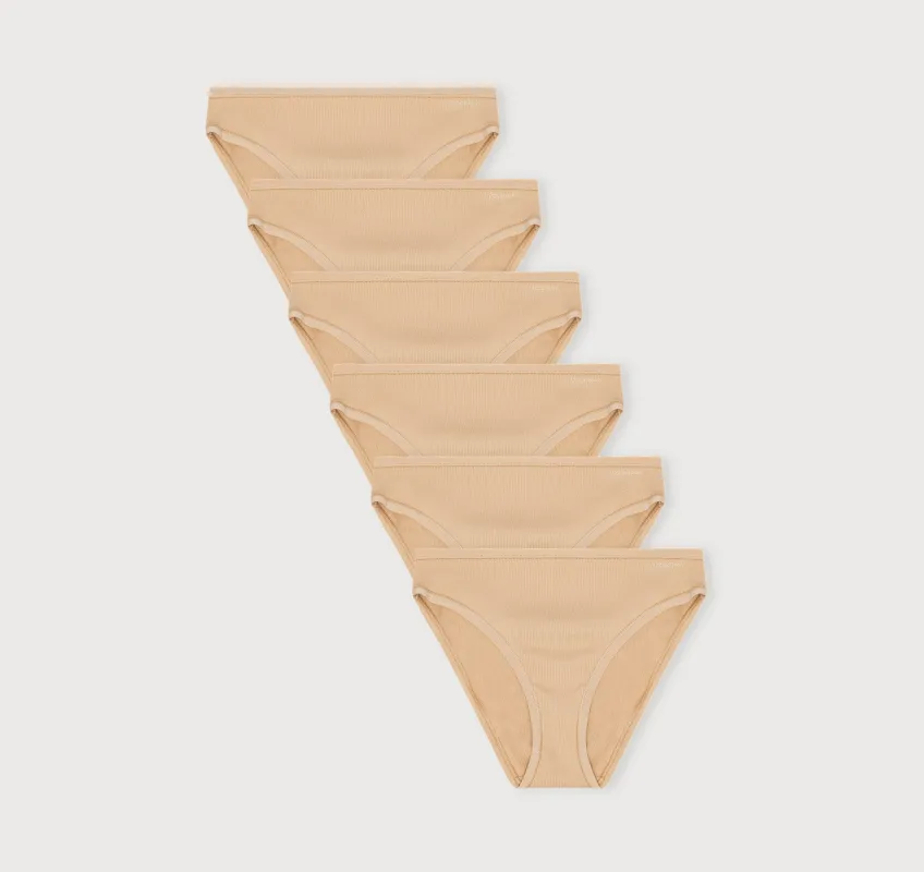 Core Rib High-Leg Briefs 6-Pack made by Organic Basics