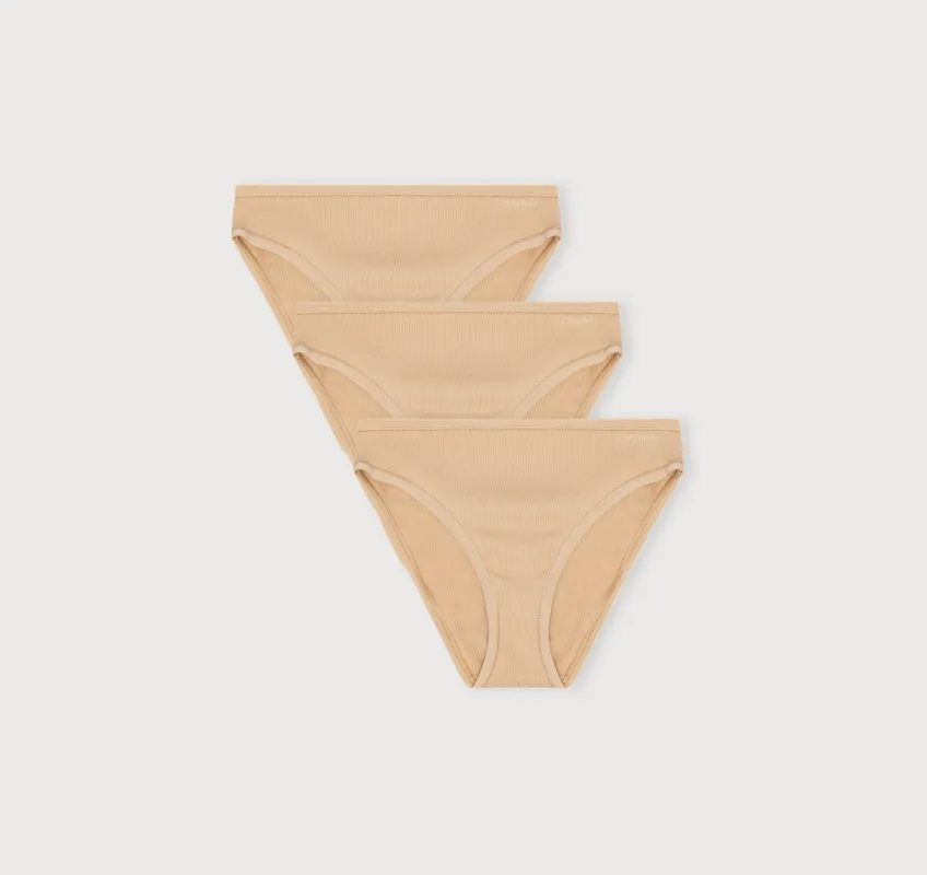 Core Rib High-Leg Briefs 3-Pack made by Organic Basics