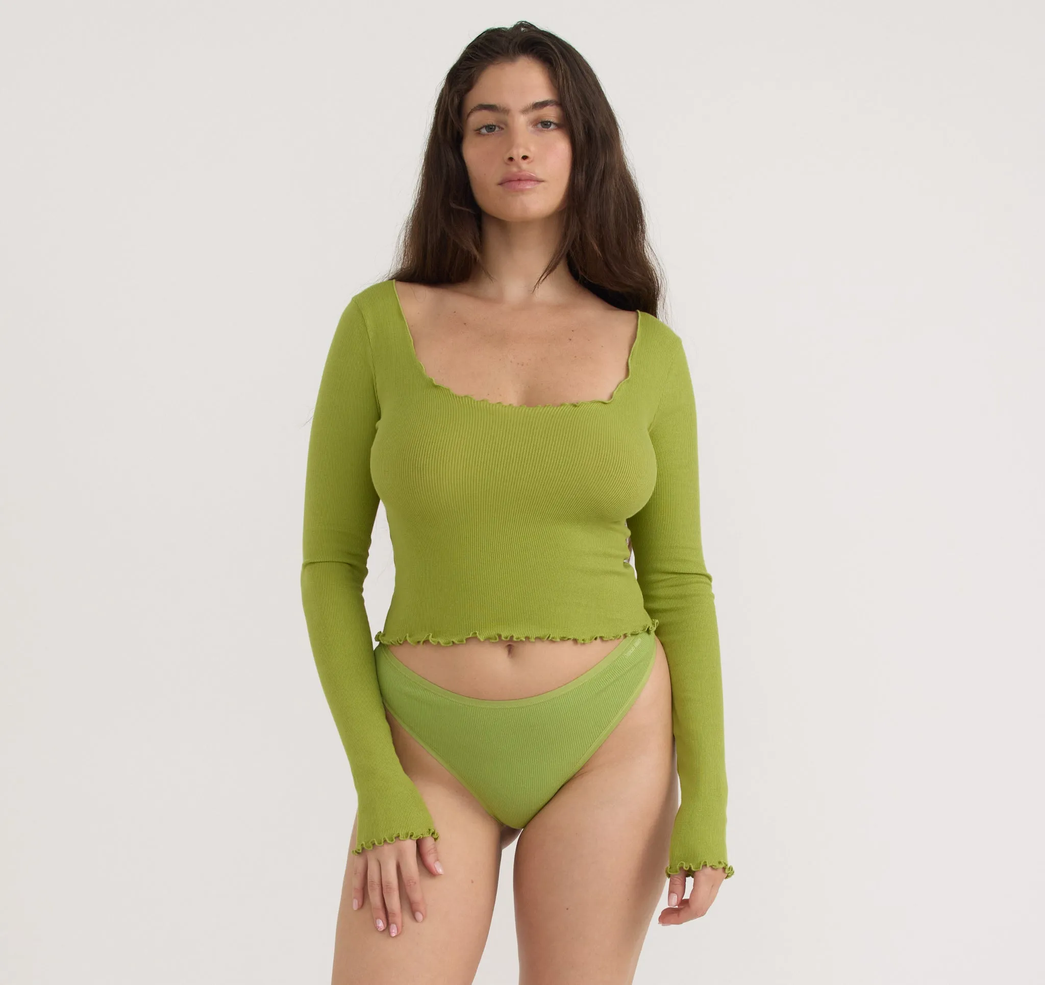 Core Rib V-Neck Long Sleeve Tee sold by Organic Basics