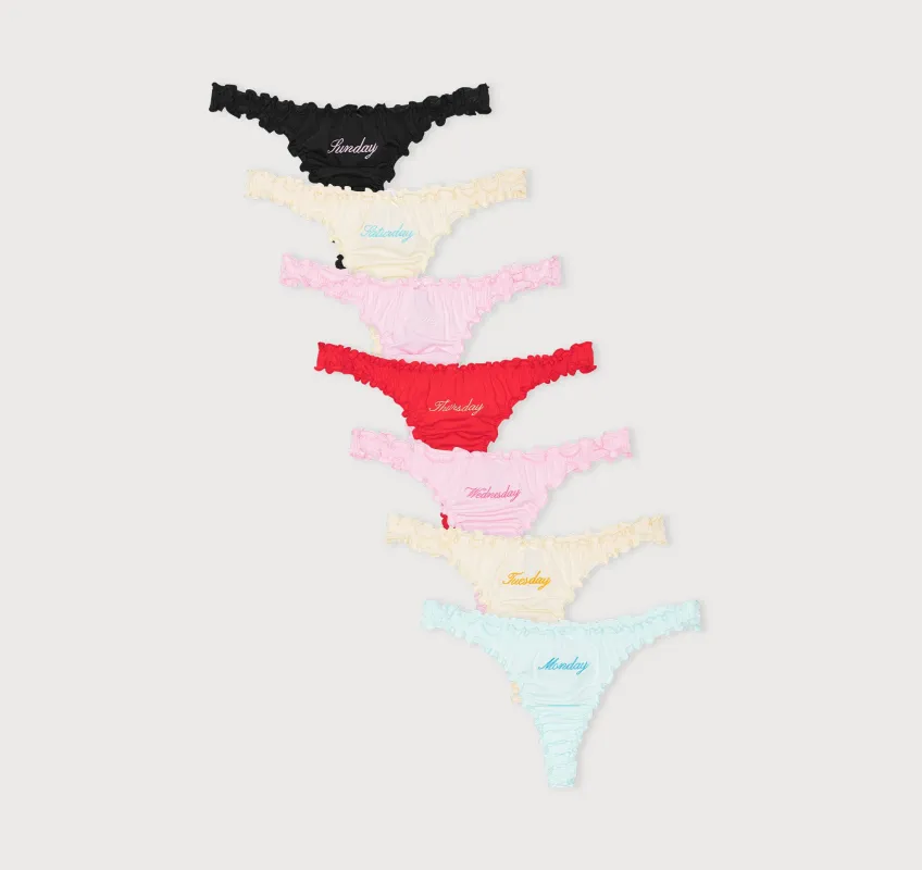 Core Ruffled Thong Week-Pack made by Organic Basics