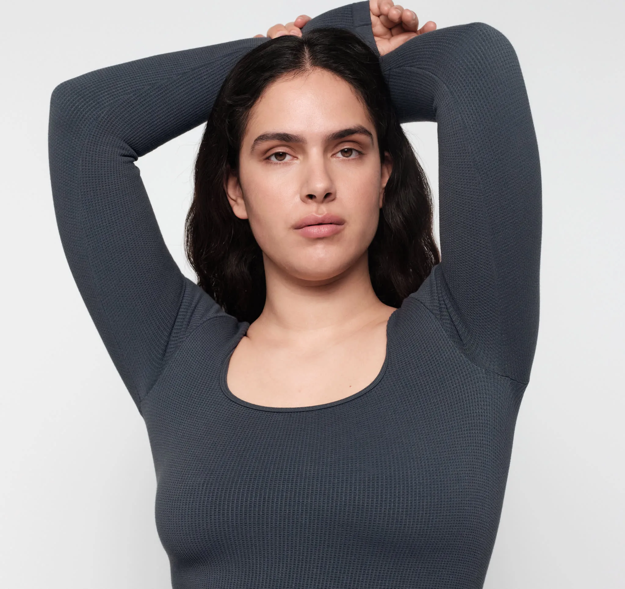 Seamless Waffle Long Sleeve Tee sold by Organic Basics product image thumbnail 2