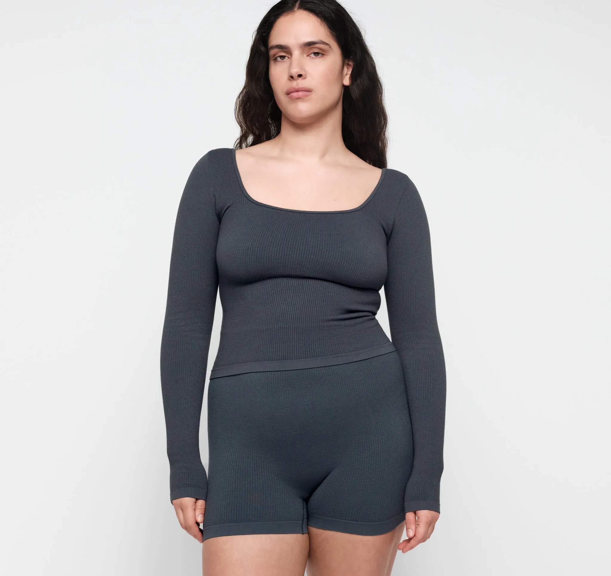 Seamless Waffle Long Sleeve Tee sold by Organic Basics