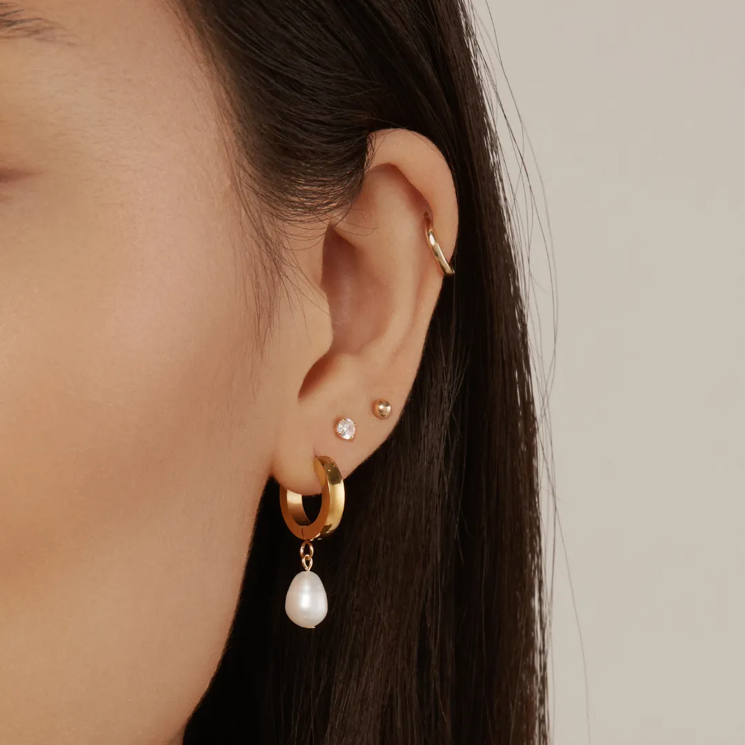 Pearl Hoops - Gold sold by Twenty Compass product image thumbnail 2