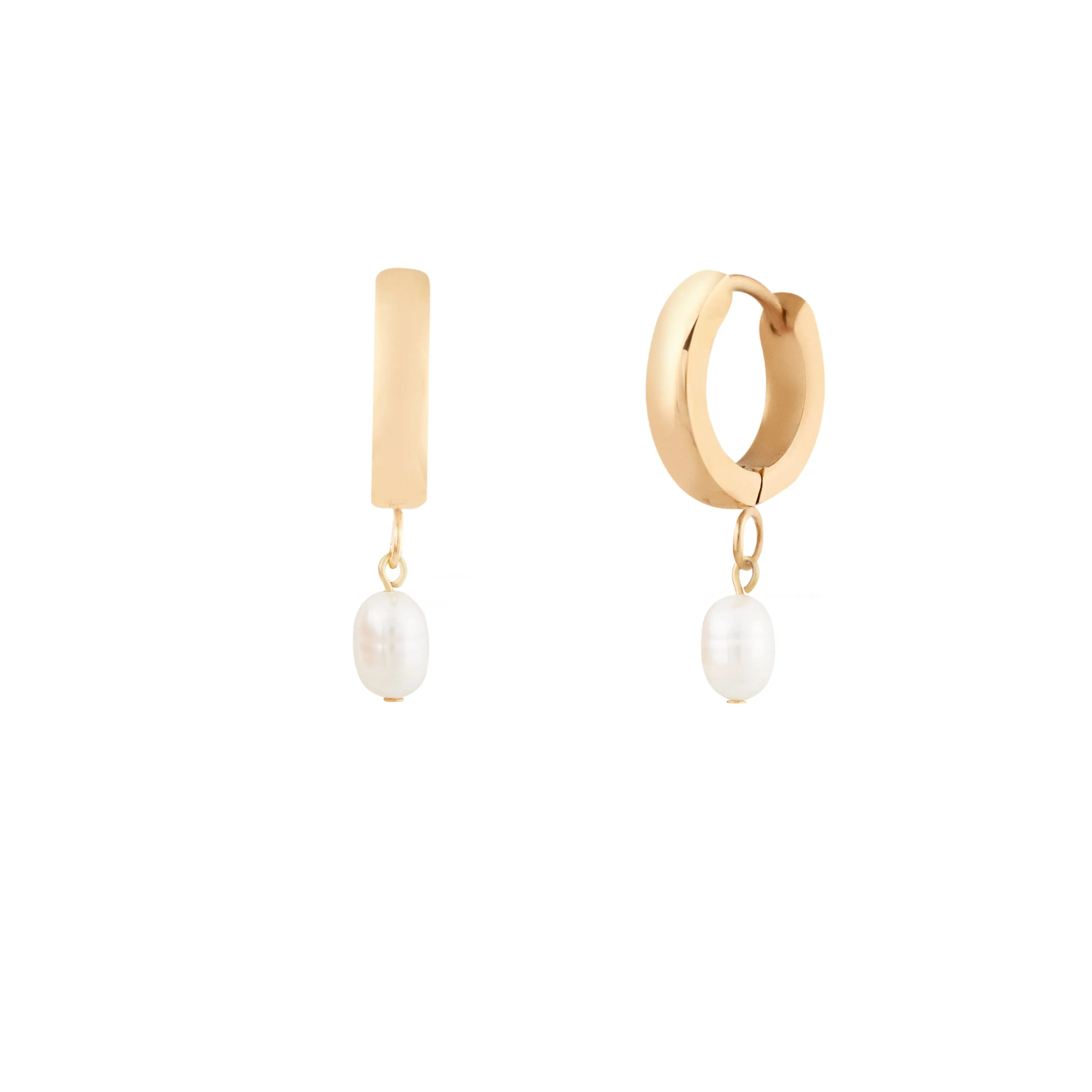 Pearl Hoops - Gold sold by Twenty Compass