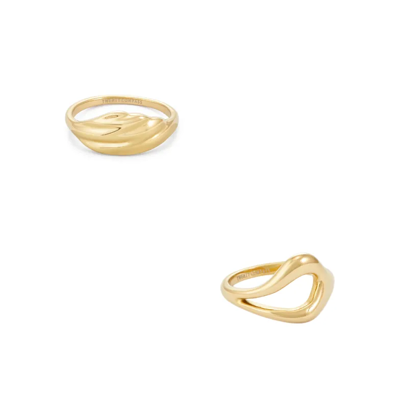 Gia & Allure Ring Set - Gold sold by Twenty Compass