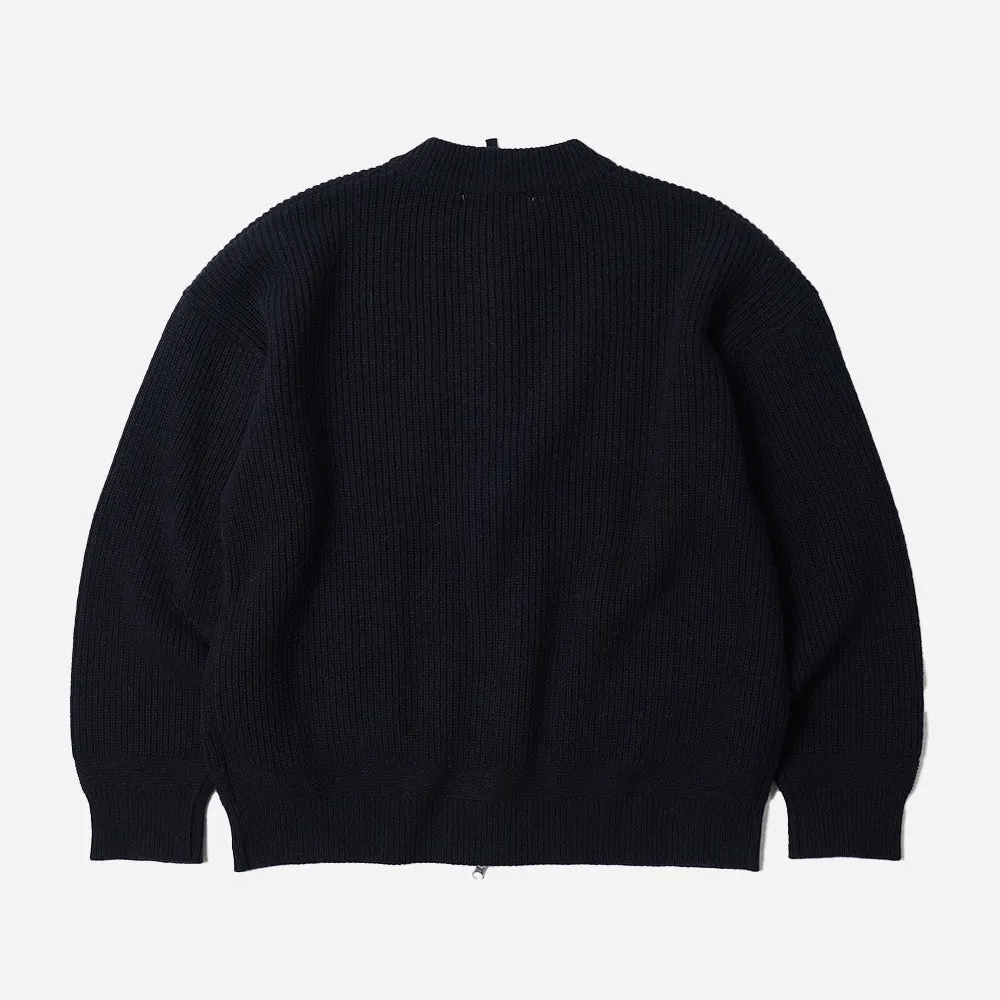 WOOL DECK ZIP UP CARDIGAN - NAVY sold by FrizmWORKS product image thumbnail 2