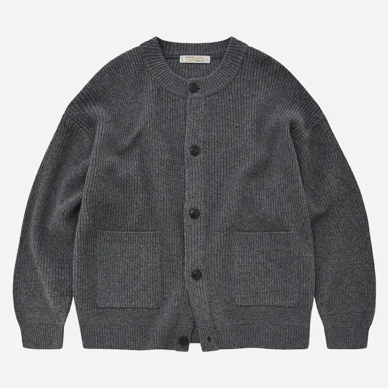 HEAVY WOOL ROUND CARDIGAN - DARY GREY sold by FrizmWORKS