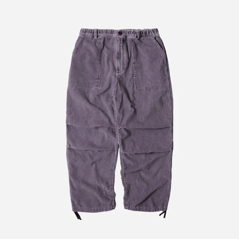 CORDUROY BANDING WIDE FATIGUE PANTS - RED BEAN sold by FrizmWORKS