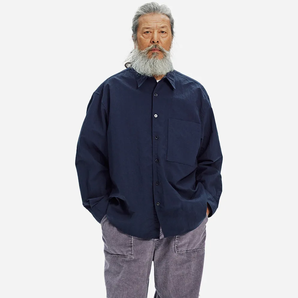 NYLON RAYON RELAXED SHIRT - NAVY sold by FrizmWORKS product image thumbnail 3