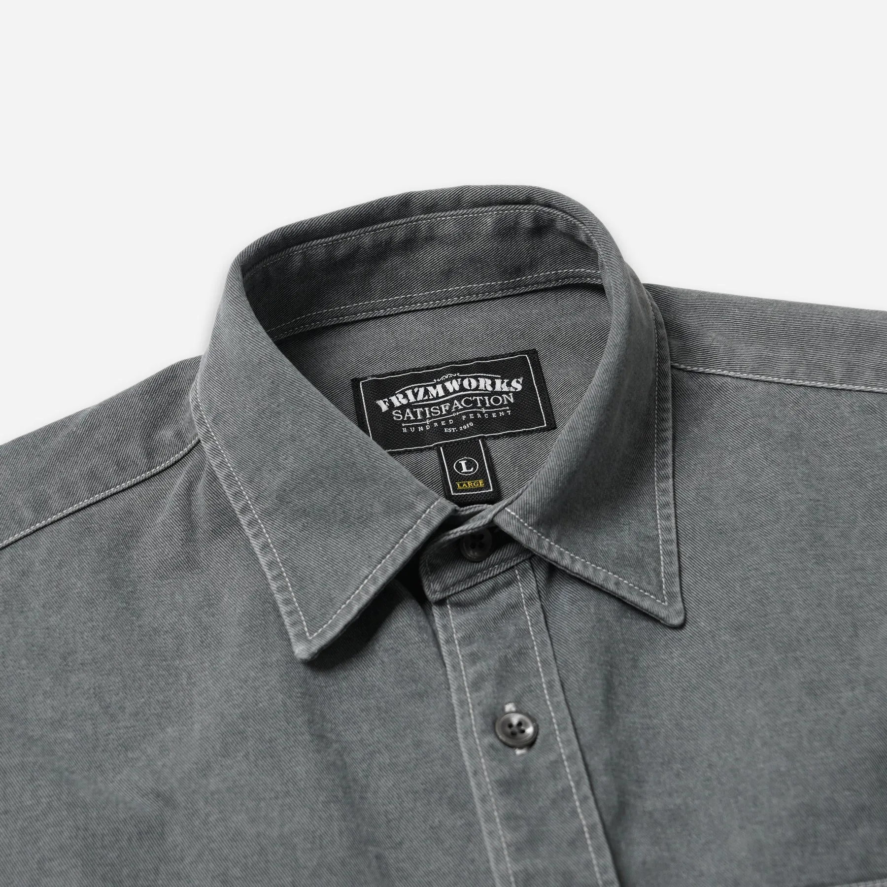 WASHED CARPENTER POCKET WORK SHIRT - CHARCOAL sold by FrizmWORKS product image thumbnail 3