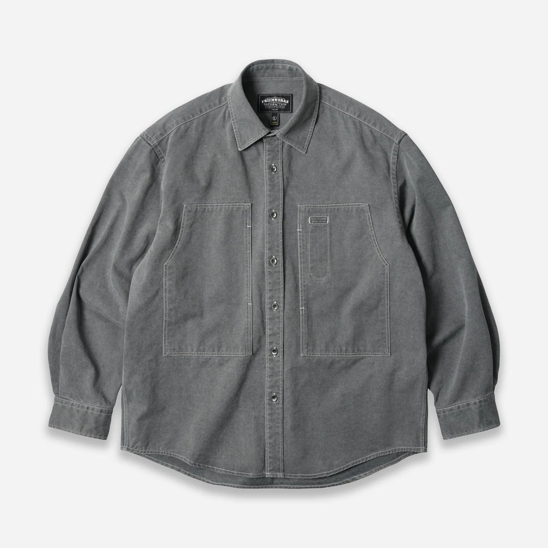 WASHED CARPENTER POCKET WORK SHIRT - CHARCOAL sold by FrizmWORKS