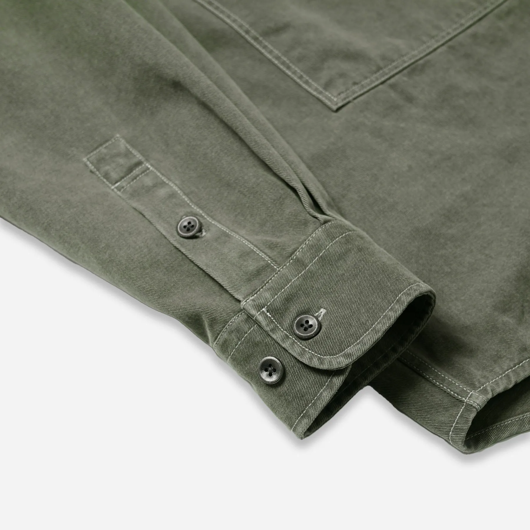 WASHED CARPENTER POCKET WORK SHIRT - OLIVE sold by FrizmWORKS product image thumbnail 4