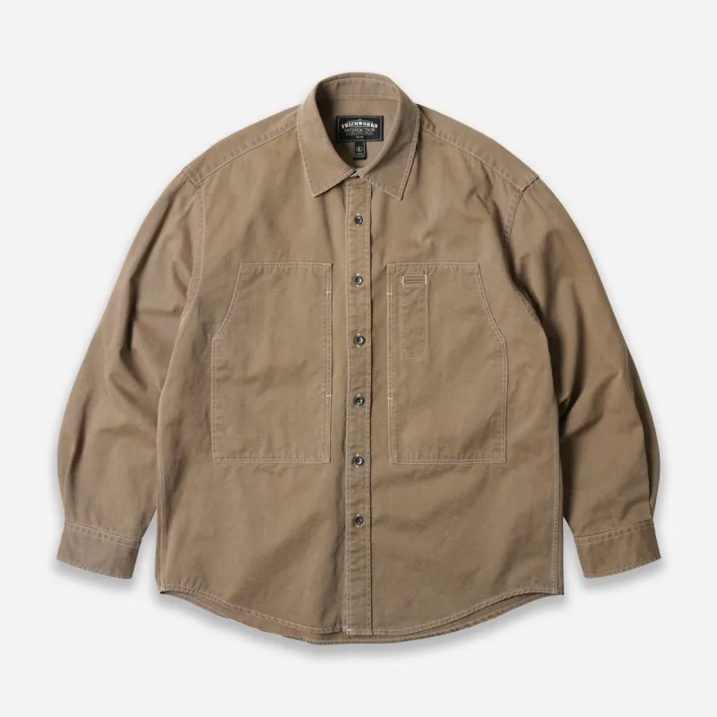 WASHED CARPENTER POCKET WORK SHIRT - BEIGE sold by FrizmWORKS