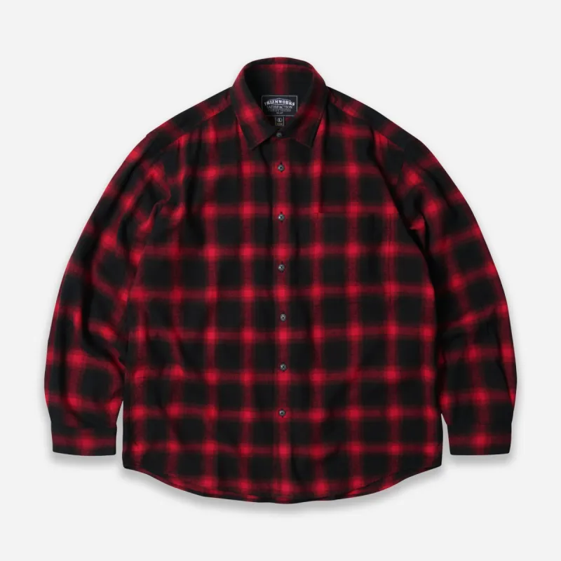 OMBRE FLANNEL RELAXED SHIRT - RED sold by FrizmWORKS