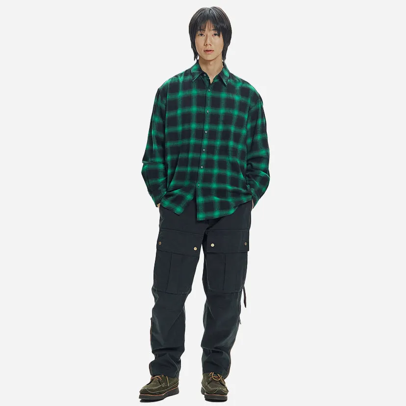 OMBRE FLANNEL RELAXED SHIRT - GREEN sold by FrizmWORKS product image thumbnail 3