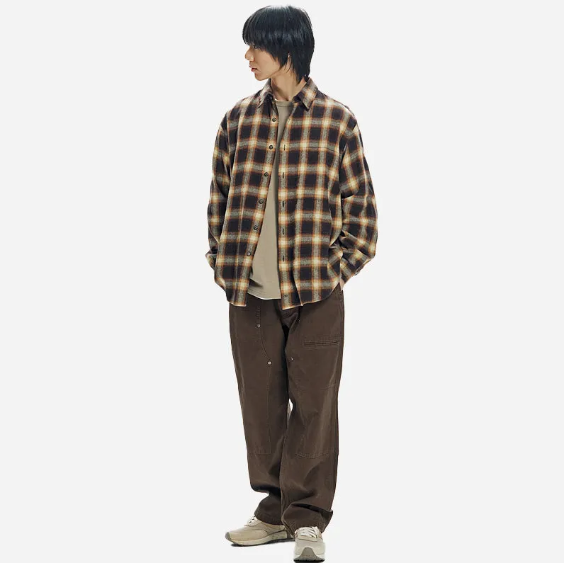 OMBRE FLANNEL RELAXED SHIRT - BROWN sold by FrizmWORKS product image thumbnail 3
