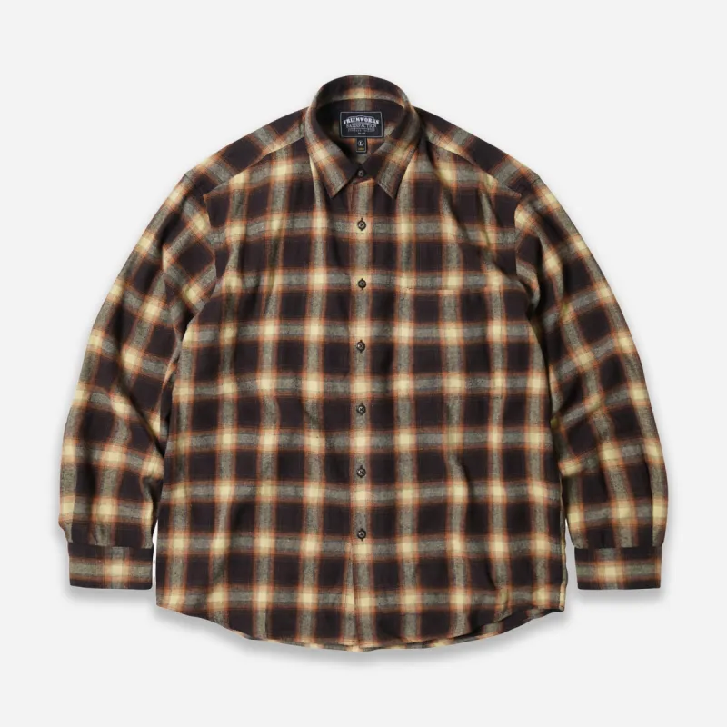 OMBRE FLANNEL RELAXED SHIRT - BROWN sold by FrizmWORKS