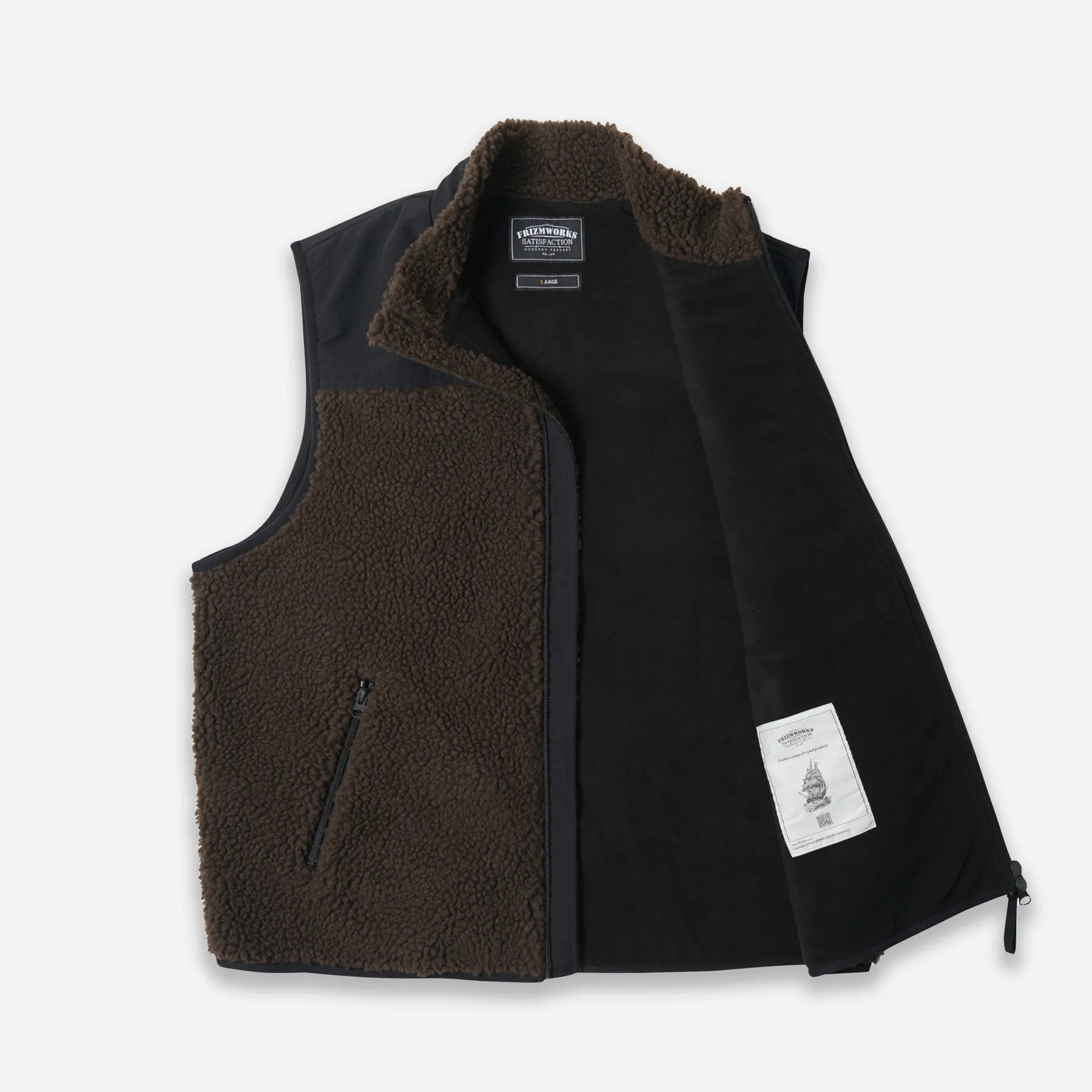 SNUG FLEECE VEST - DARK BROWN sold by FrizmWORKS product image thumbnail 2