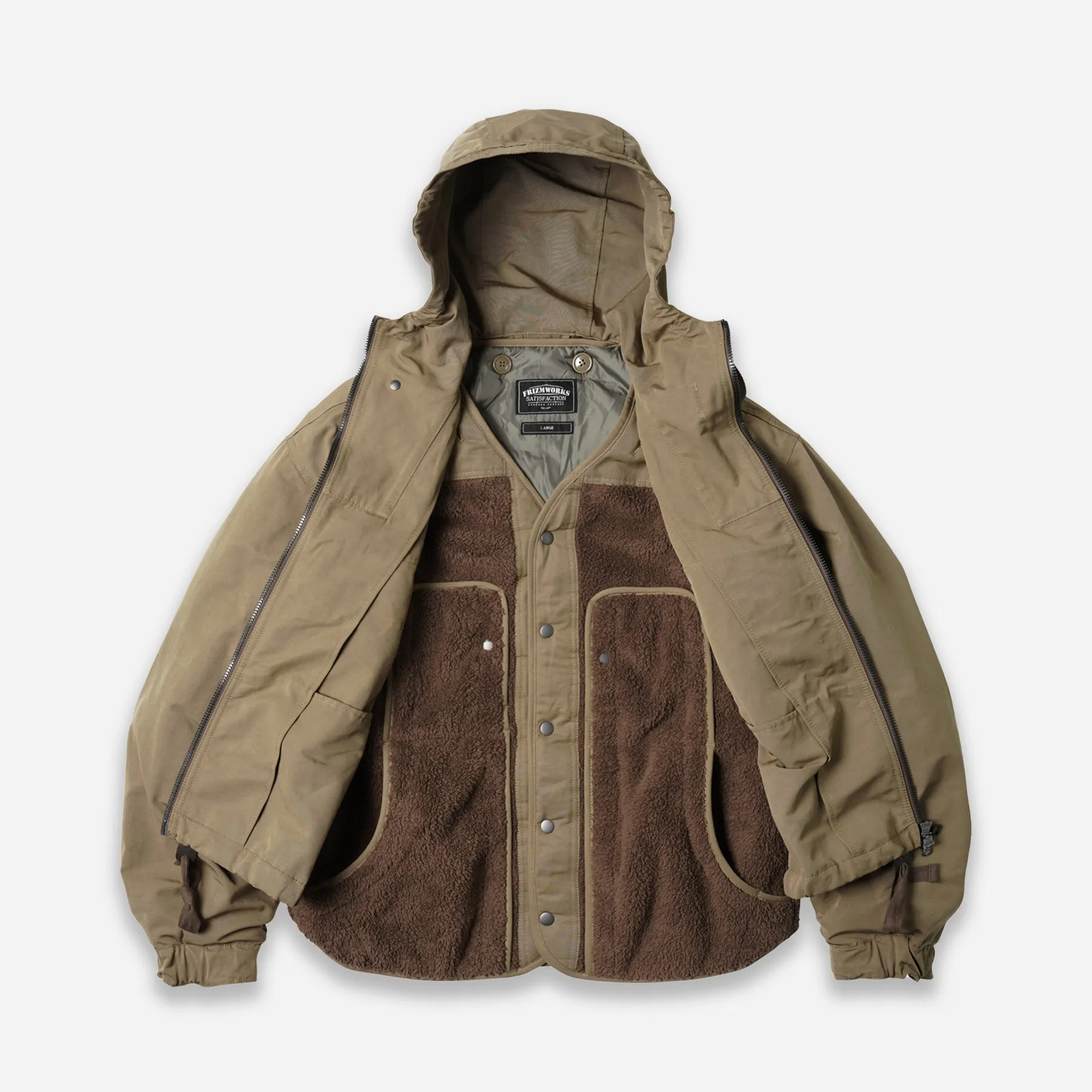 SMOCK 2 IN 1 HOODED PARKA JACKET - TAN sold by FrizmWORKS product image thumbnail 2