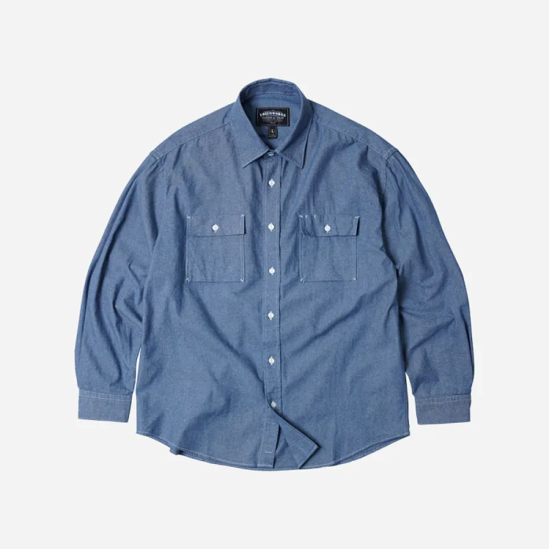 CIGARETTE POCKET CHAMBRAY SHIRT - BLUE made by FrizmWORKS