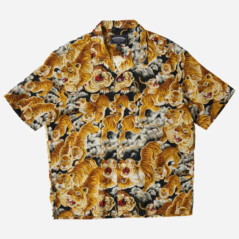 TIGER HAWAIIAN HALF SHIRT - BLACK sold by FrizmWORKS