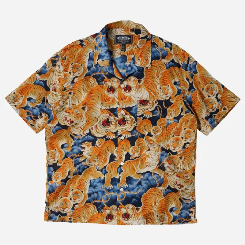 TIGER HAWAIIAN HALF SHIRT - NAVY sold by FrizmWORKS