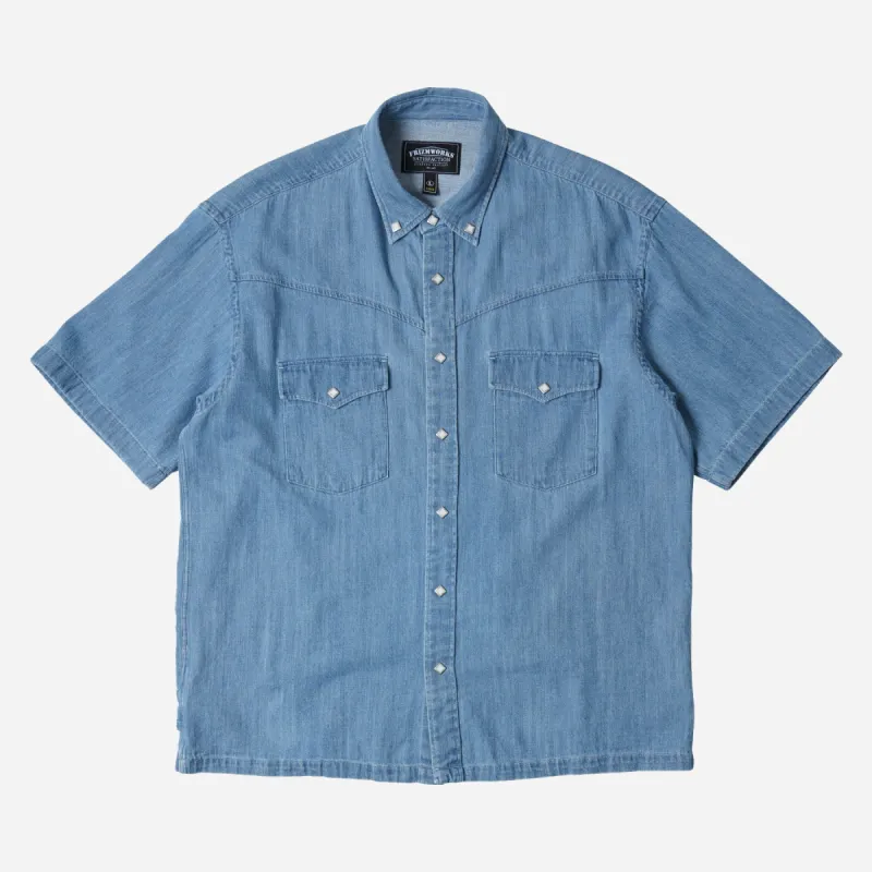 WESTERN DENIM HALF SHIRT - LIGHT BLUE made by FrizmWORKS