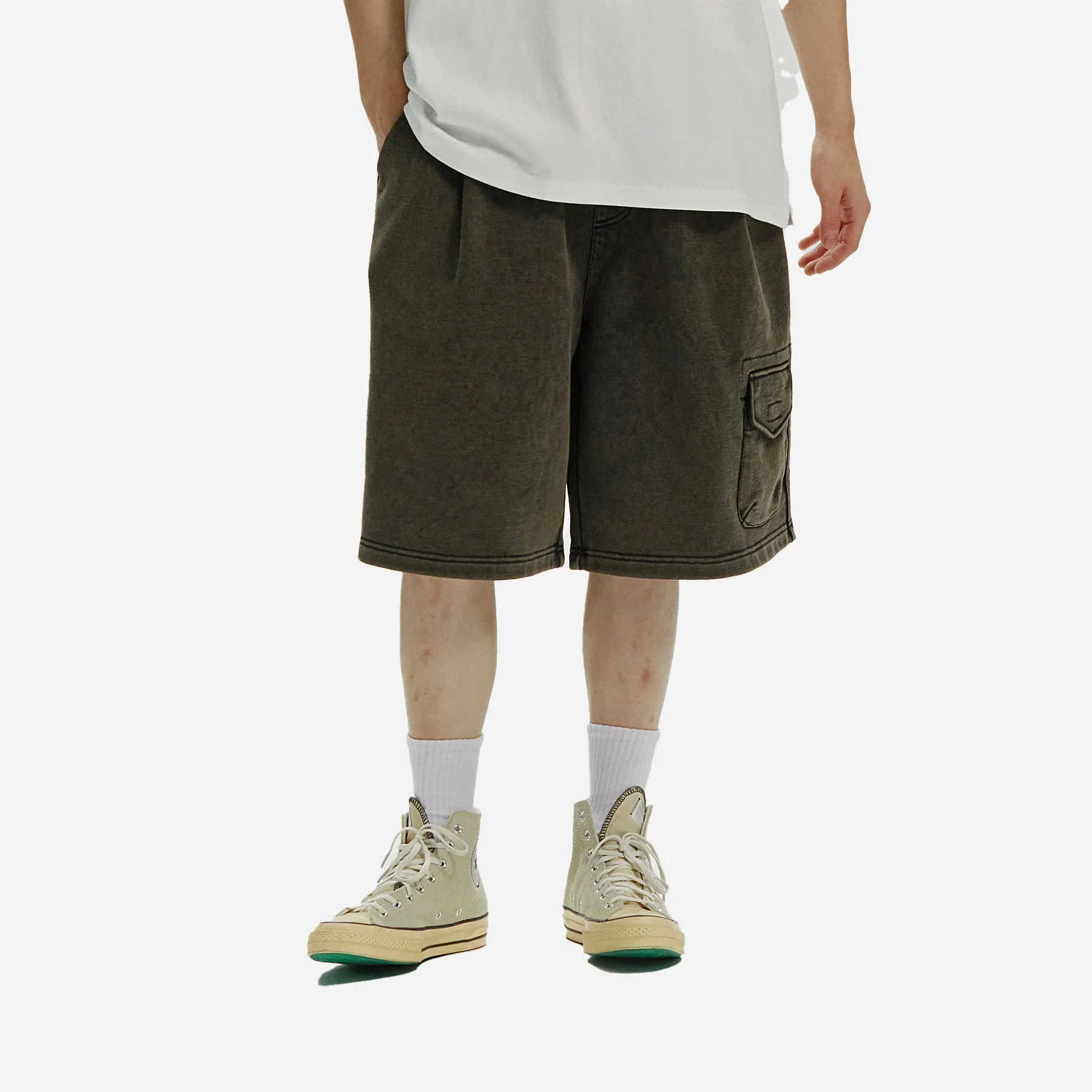 POUCH POCKET SWEAT SHORTS - BLACK BROWN sold by FrizmWORKS product image thumbnail 4