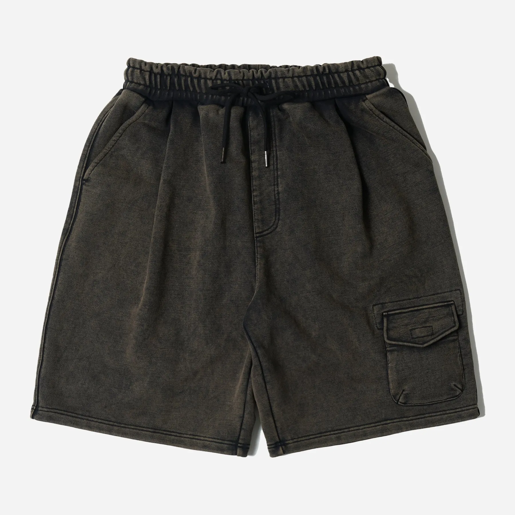 POUCH POCKET SWEAT SHORTS - BLACK BROWN sold by FrizmWORKS