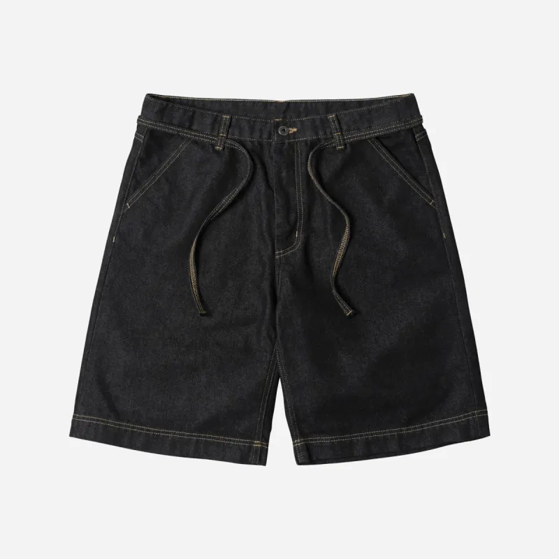 STRING DENIM SHORTS - BLACK made by FrizmWORKS