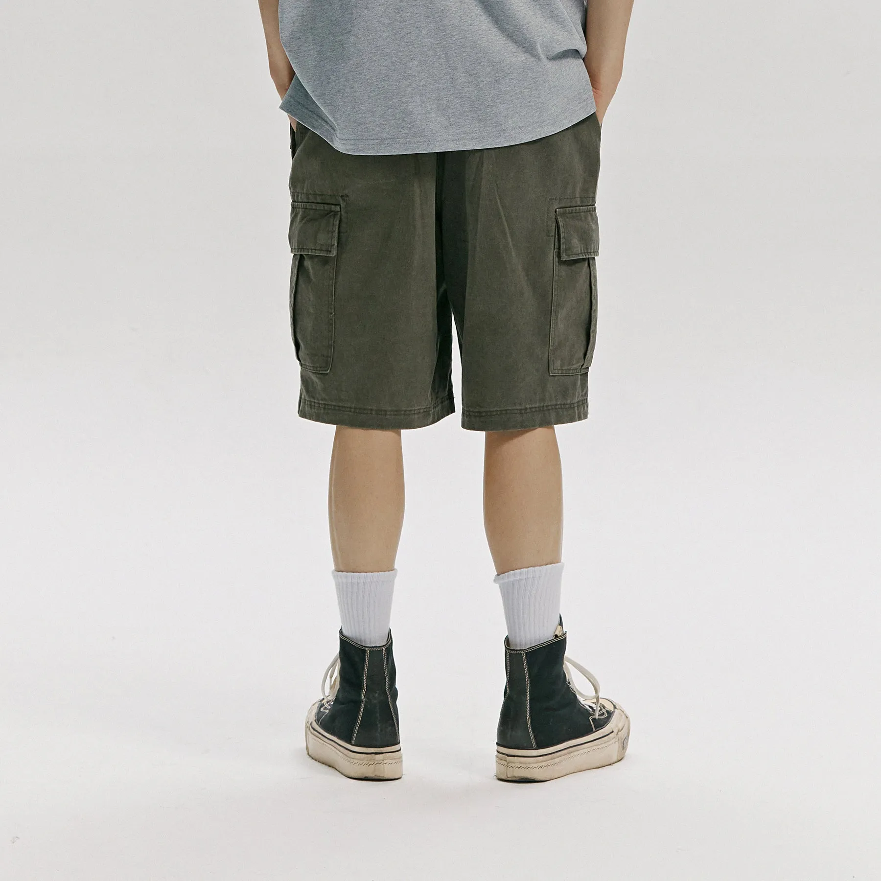 FADED COTTON CARGO SHORTS - OLIVE sold by FrizmWORKS product image thumbnail 4