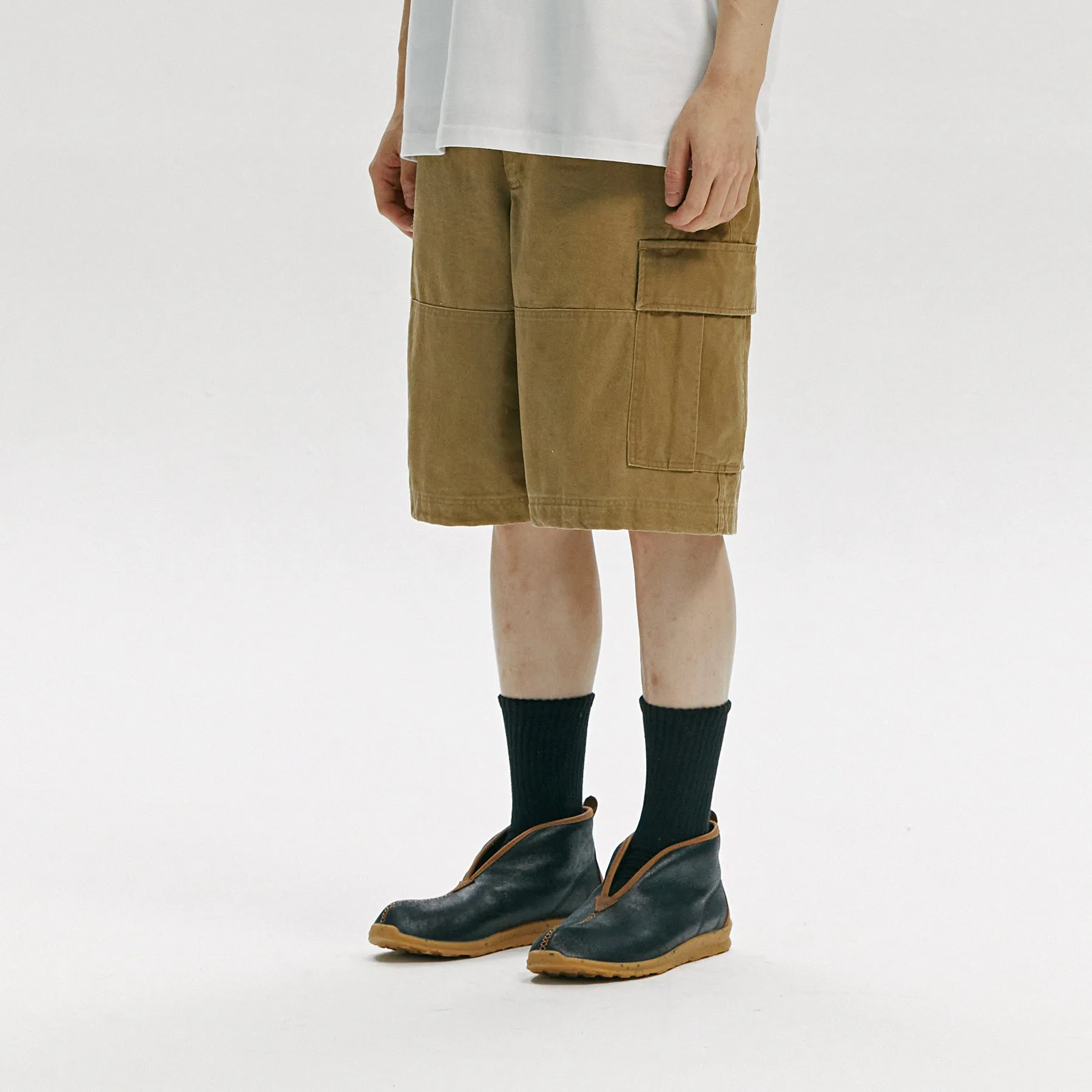 FADED COTTON CARGO SHORTS - TAN sold by FrizmWORKS product image thumbnail 3
