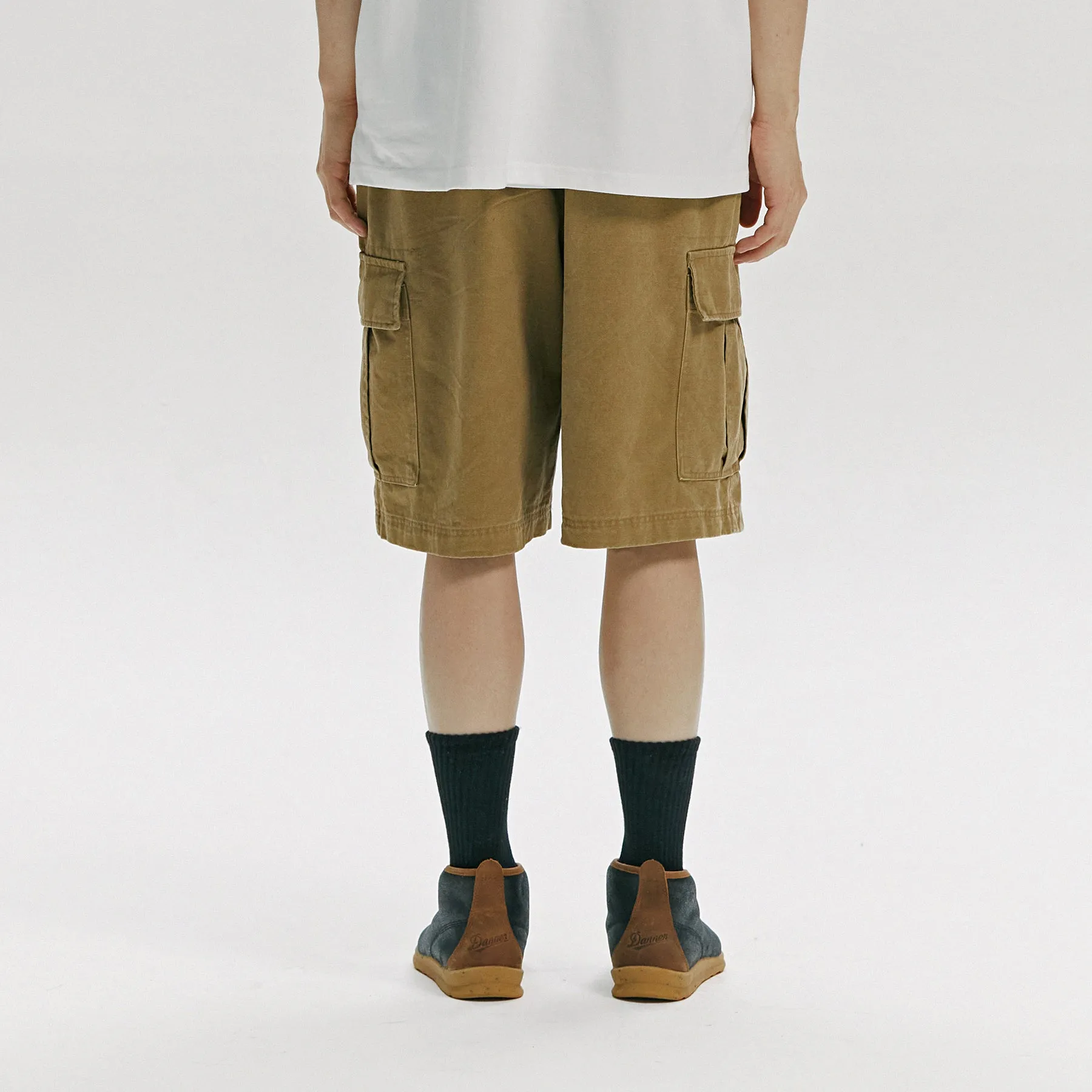 FADED COTTON CARGO SHORTS - TAN sold by FrizmWORKS product image thumbnail 4