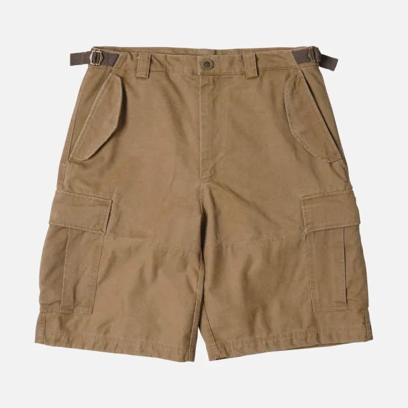 FADED COTTON CARGO SHORTS - TAN made by FrizmWORKS