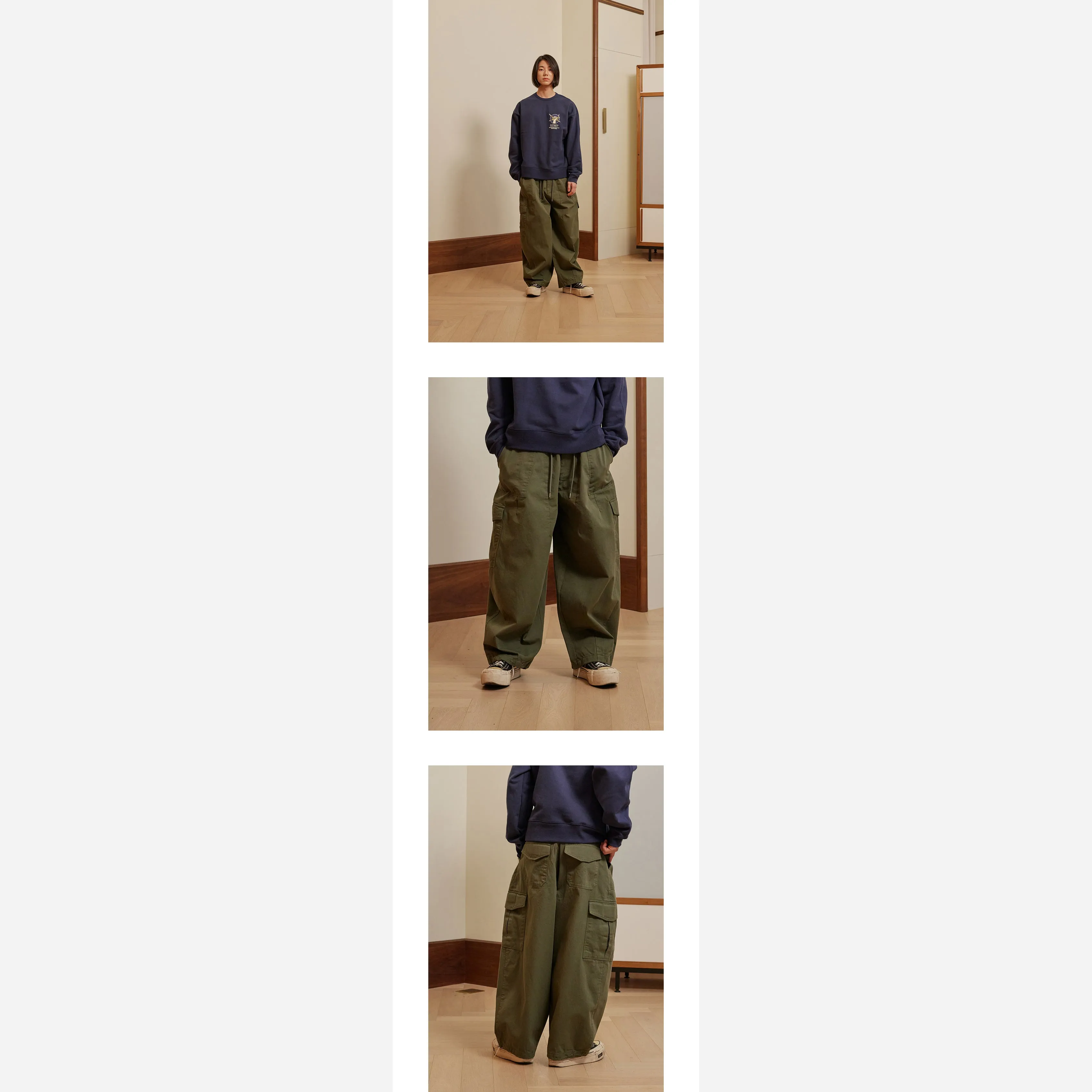 TWILL CARGO BALLOON PANTS - OLIVE sold by FrizmWORKS product image thumbnail 4