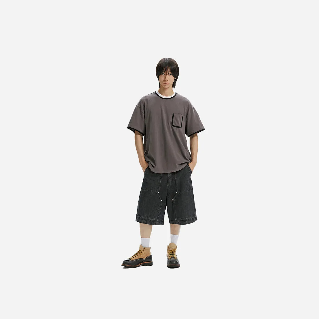 RINGER POCKET TEE - GRAY sold by FrizmWORKS product image thumbnail 4