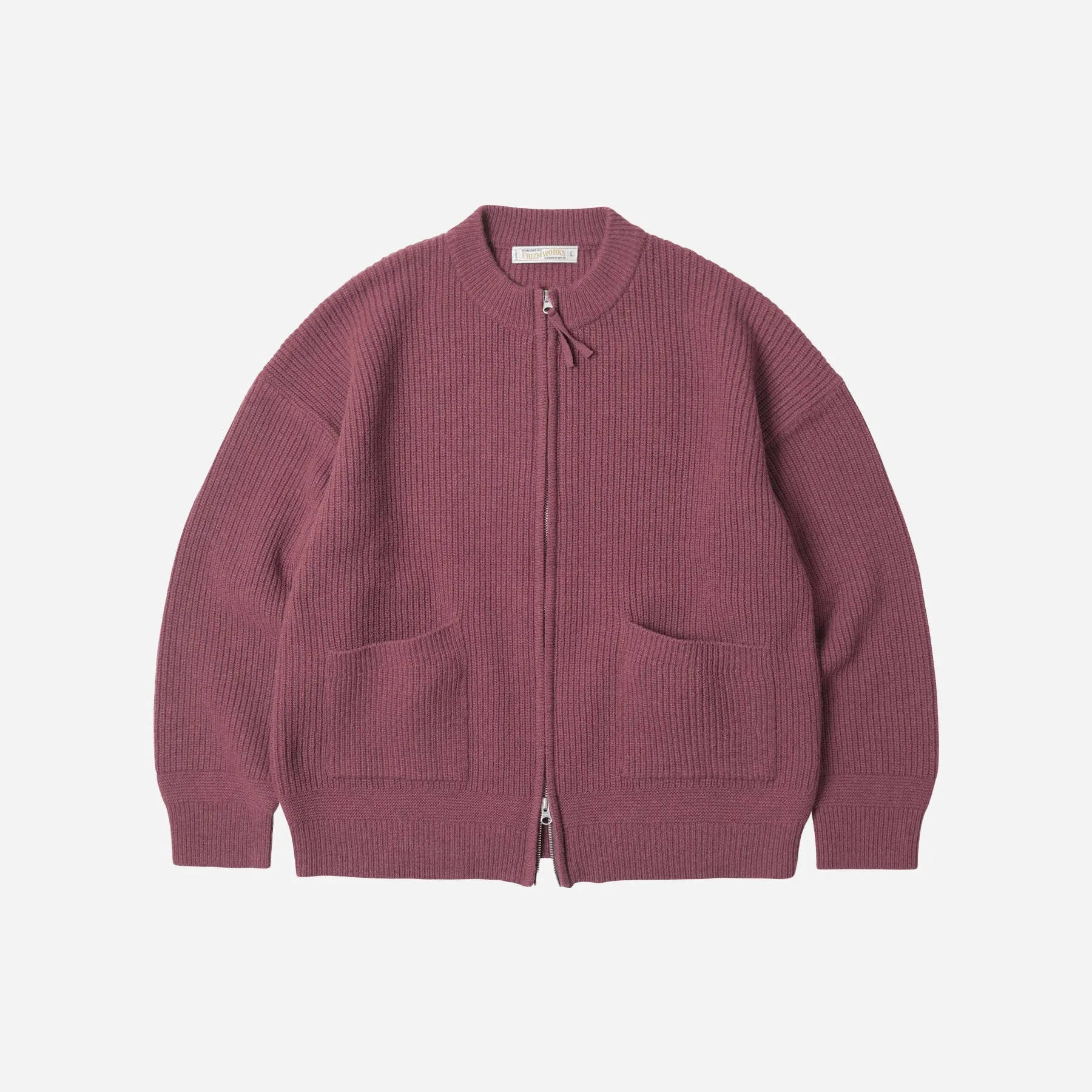WOOL DECK ZIP UP CARDIGAN - INDIAN PINK sold by FrizmWORKS