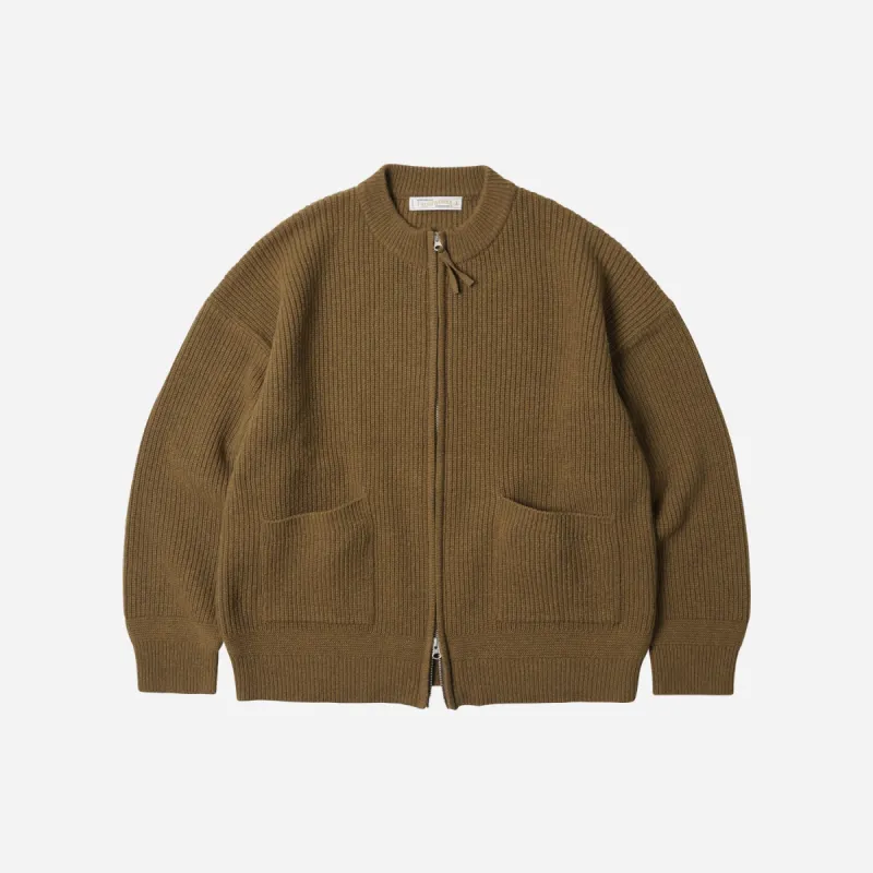 WOOL DECK ZIP UP CARDIGAN - CINNAMON sold by FrizmWORKS