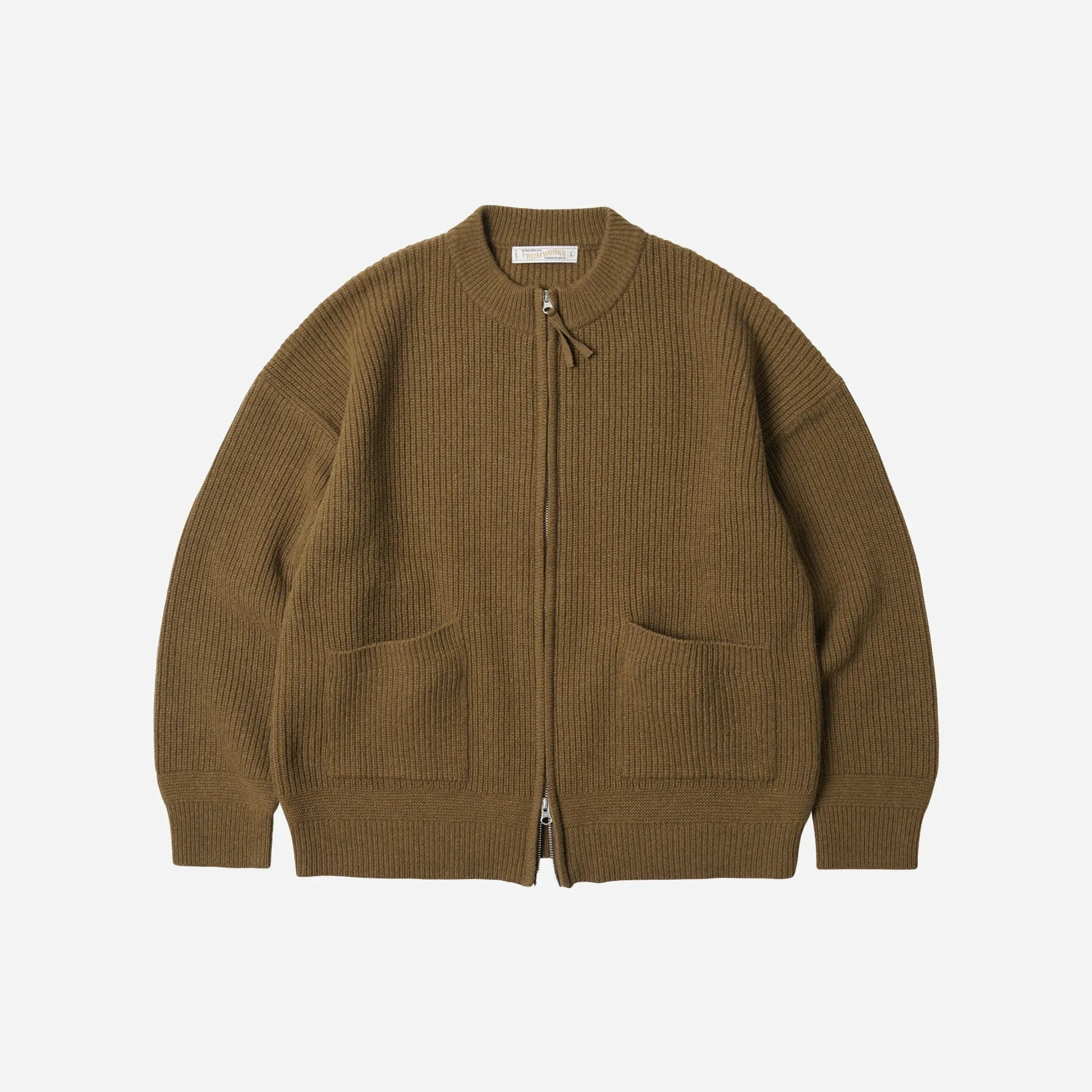 WOOL DECK ZIP UP CARDIGAN - CINNAMON sold by FrizmWORKS