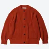 HEAVY WOOL ROUND CARDIGAN - BRICK sold by FrizmWORKS