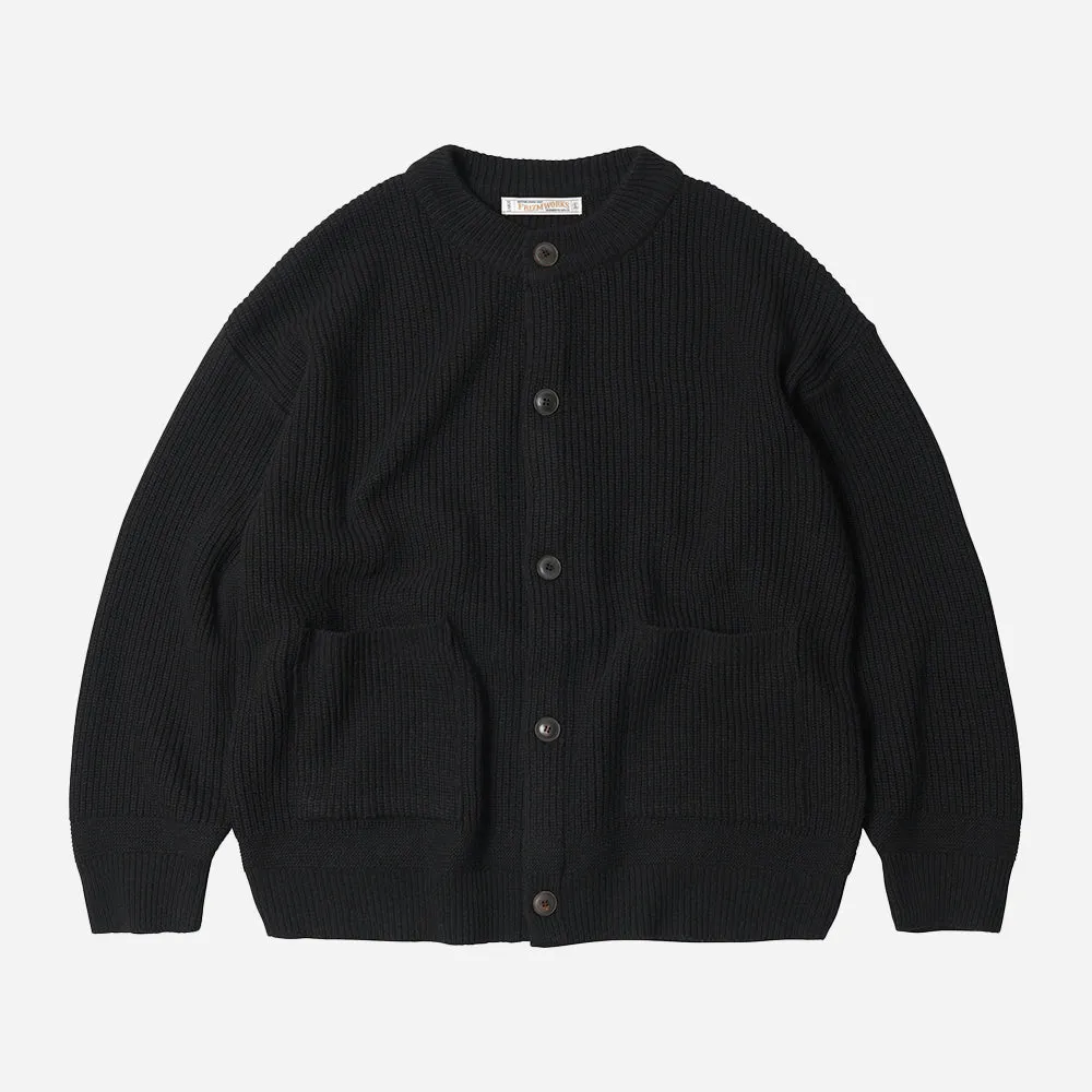 HEAVY WOOL ROUND CARDIGAN - BLACK sold by FrizmWORKS