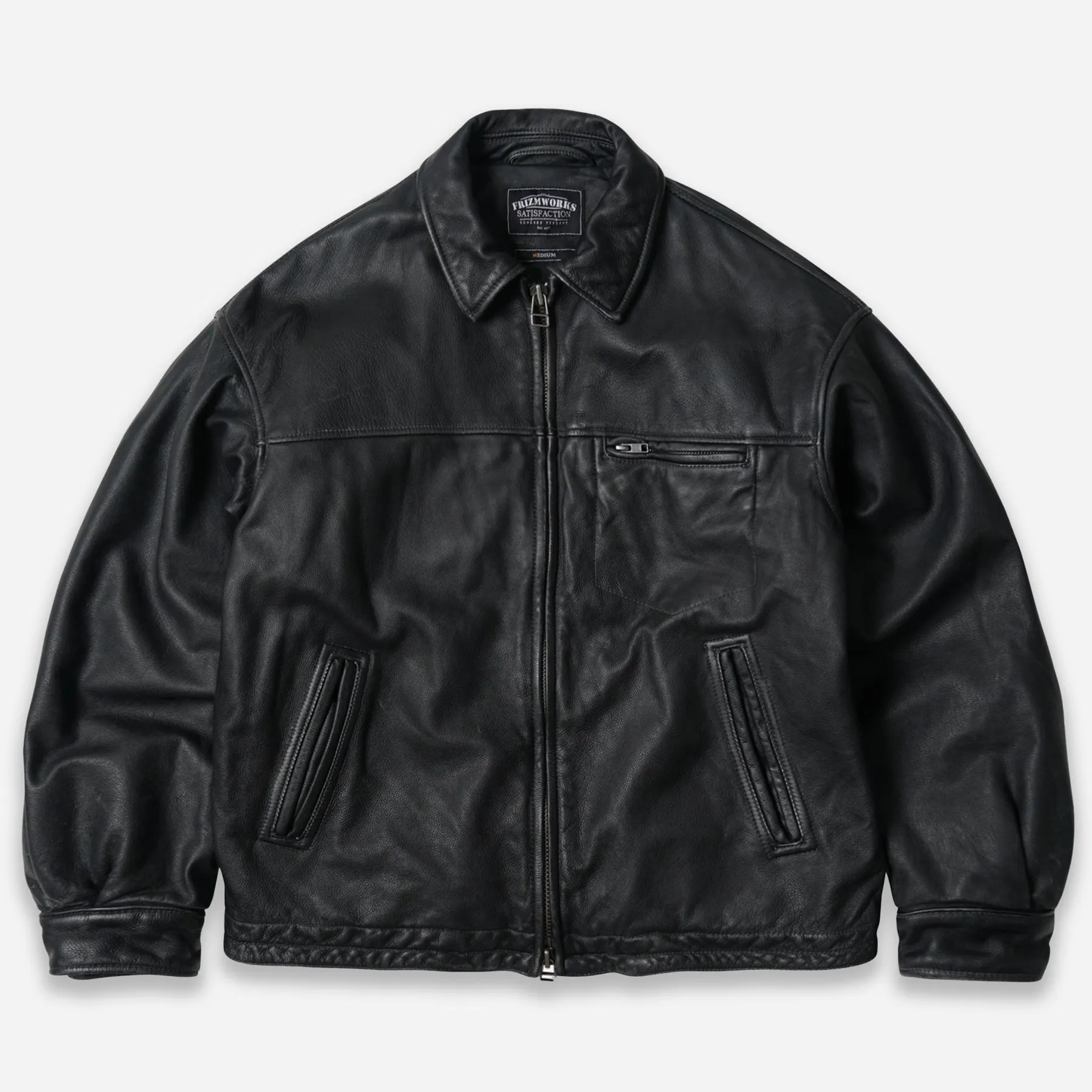 DESTROYED COWHIDE LEATHER JACKET - BLACK sold by FrizmWORKS