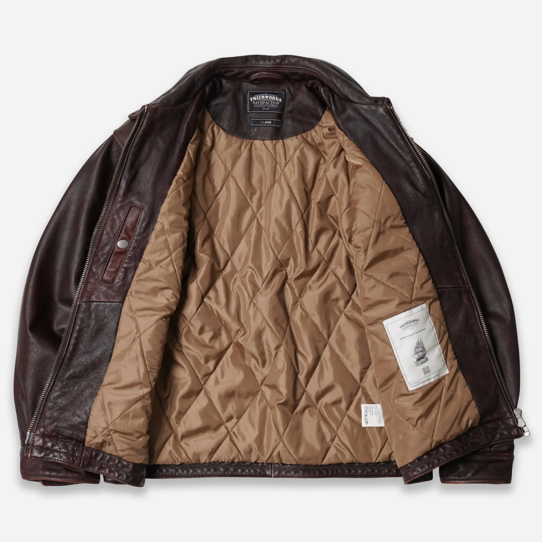 DESTROYED COWHIDE LEATHER JACKET - BROWN sold by FrizmWORKS product image thumbnail 2