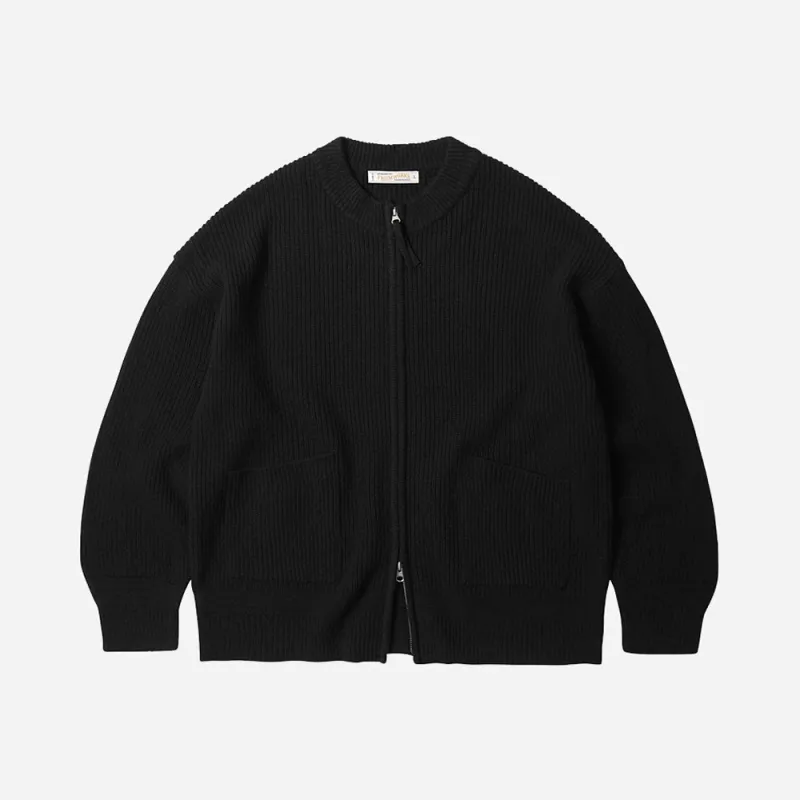 WOOL DECK ZIPUP CARDIGAN - BLACK sold by FrizmWORKS