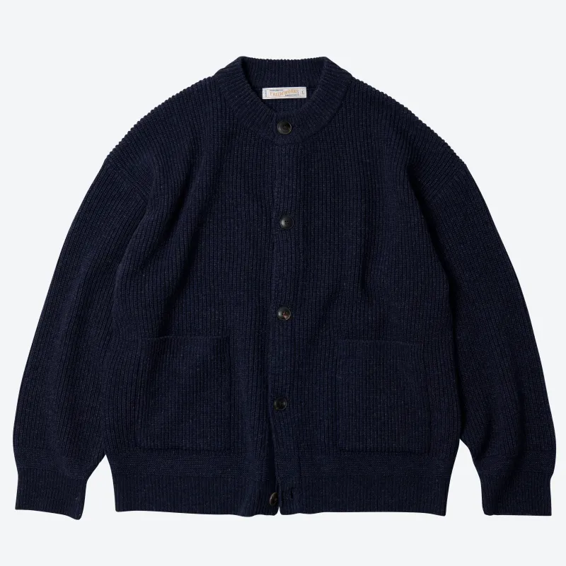 HEAVY WOOL ROUND CARDIGAN - NAVY sold by FrizmWORKS